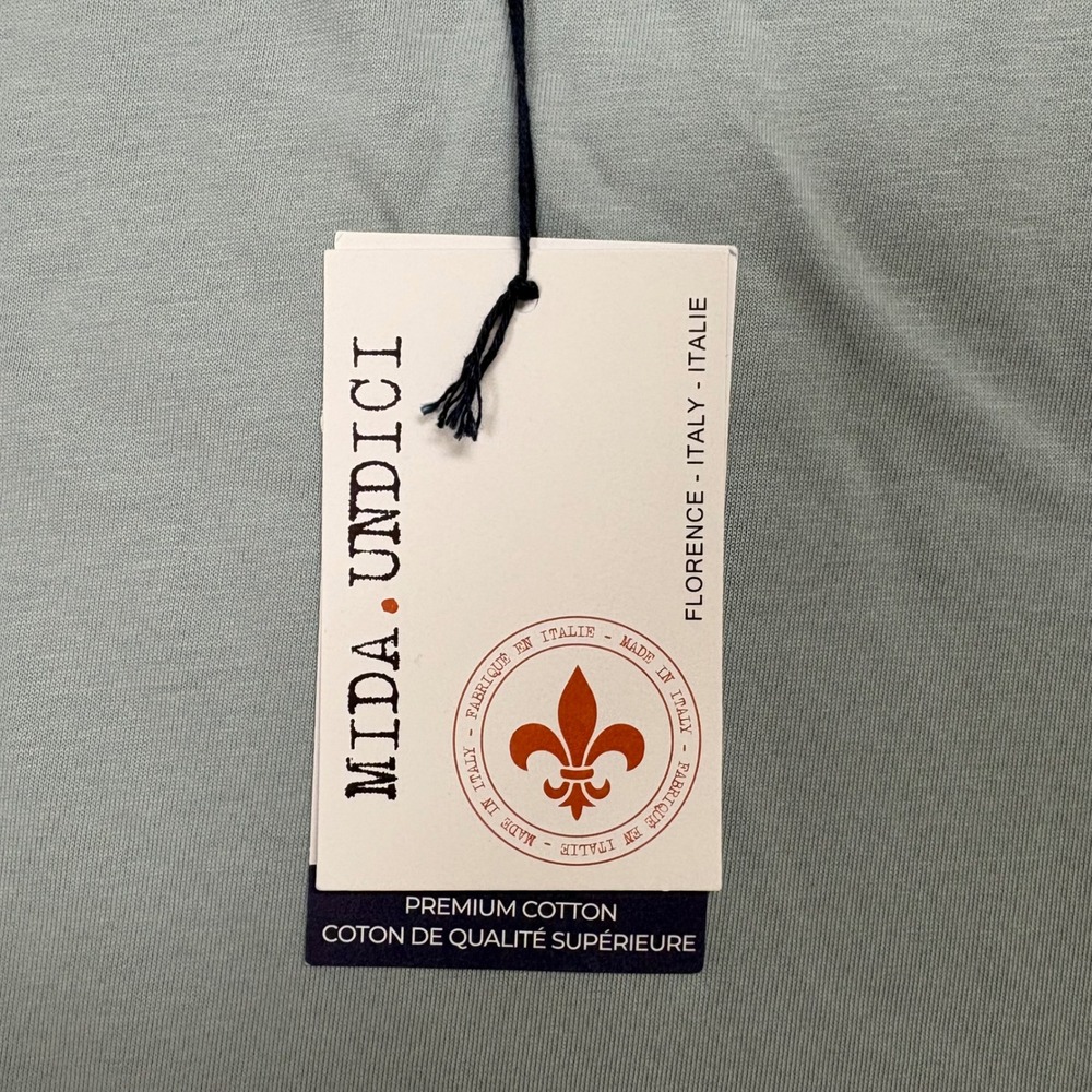 NEW Mida Undici Short Sleeve Tee Shirt Men's Medium Blue Made in Italy Cotton - Picture 4 of 8